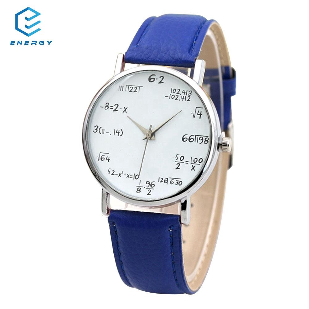 Promotion Quartz Analog Dial Math Simple Printed Students Wrist Watch Gift