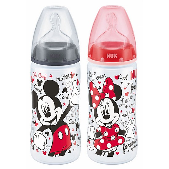 Bình sữa PP Nuk Mickey núm silicone S2-M 300ml NU12935