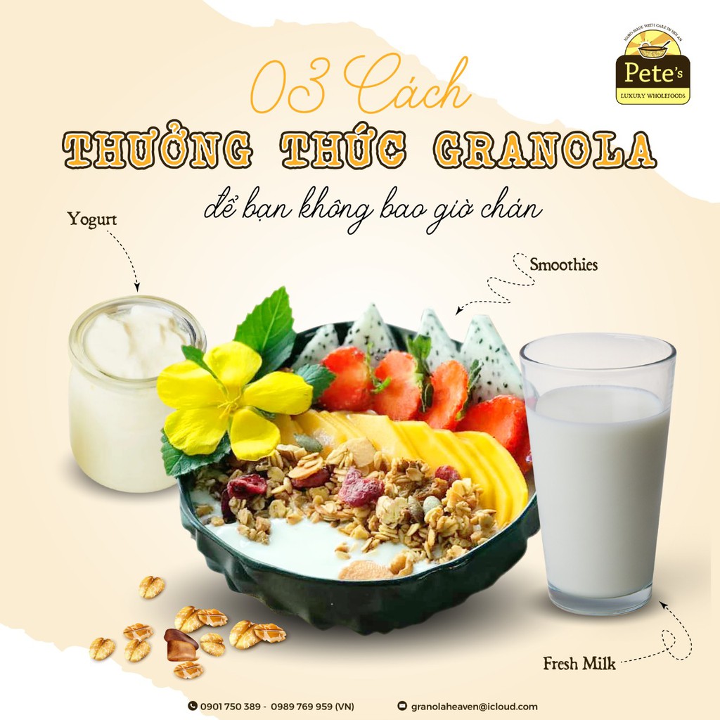 Granola Ăn Kiêng Không Đường Hạt Dinh Dưỡng Eat Clean Gói 325 gr Pete's Luxury Wholefoods