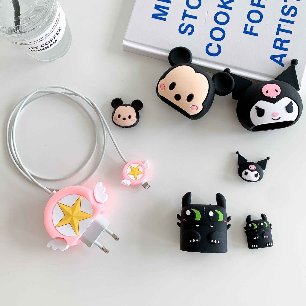 Phụ Kiện Bảo Vệ Đầu Dây Cáp Sạc 18w / 20w Hình Khủng Long Dễ Thương Bằng Silicon Sự Bảo Vệ