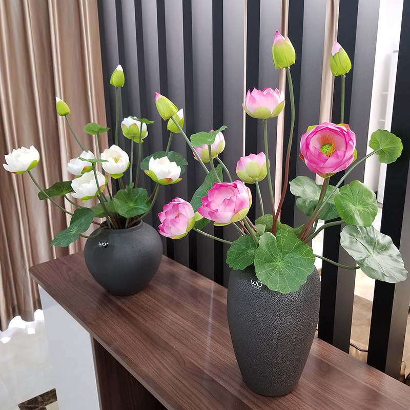 Lọ hoa sành sứ Phù Lãng truyền thống cắm hoa sen decor phòng khách, trang trí nhà hàng