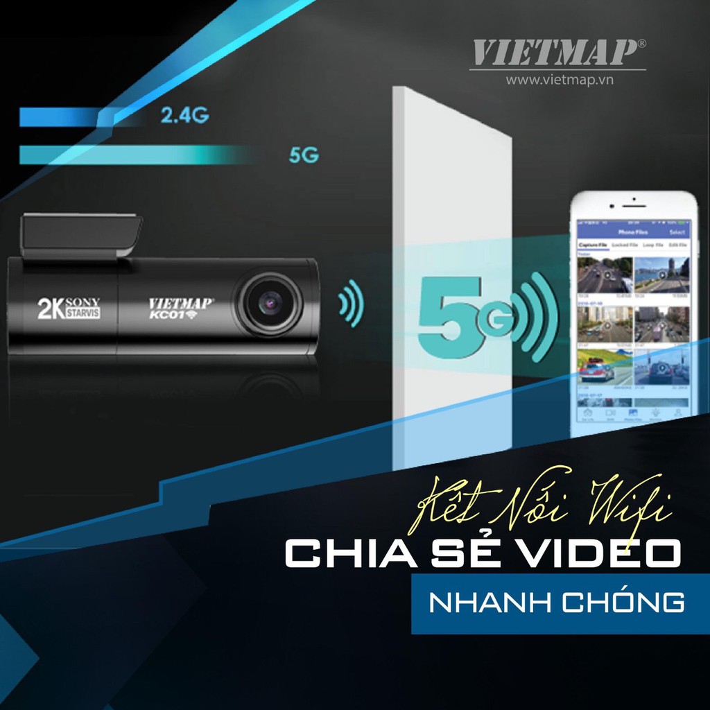 VietMap KC01 Camera hành trình trước sau Version 1.0 Ko CBGT