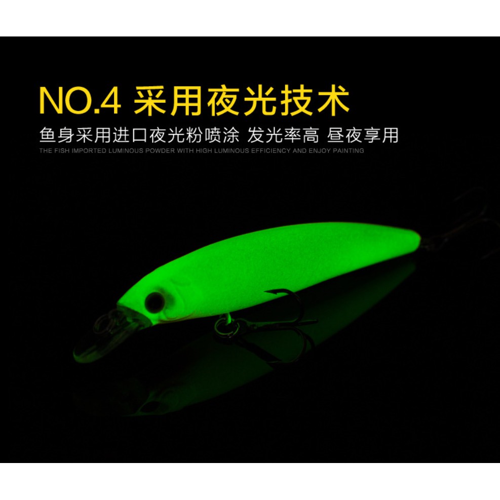 Mồi Câu Cá Giả Hình Cá Dạ Quang Kích Thước 110mm Trong Lượng 14g