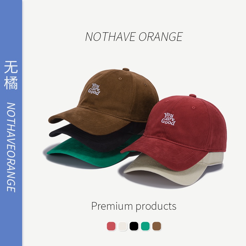 Mũ lưỡi trai bóng chày mềm chống nắng thêu chữ màu đen / đỏ rượu thời trang xuân thu dễ phối đồ cho nam và nữ