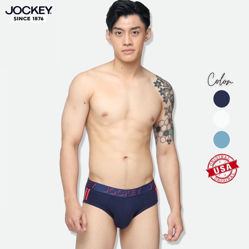 Quần Lót Nam Jockey Dáng Brief USA Originals Viền Xanh Co Giãn - J1122