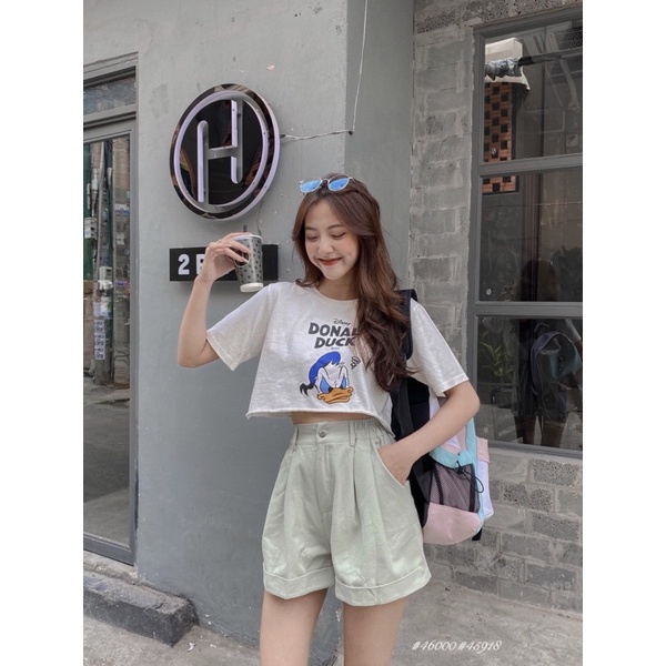 Quần Short vải 1919-lưng thun 1 nút-lật lai