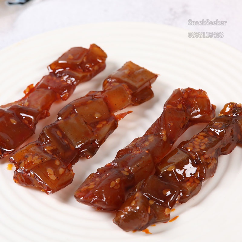 Gân Bò Cay Tỏi Ớt - Snackseeker - Gân Bò Cay dai dai , giòn giòn - Đồ ăn Vặt Trung Quốc