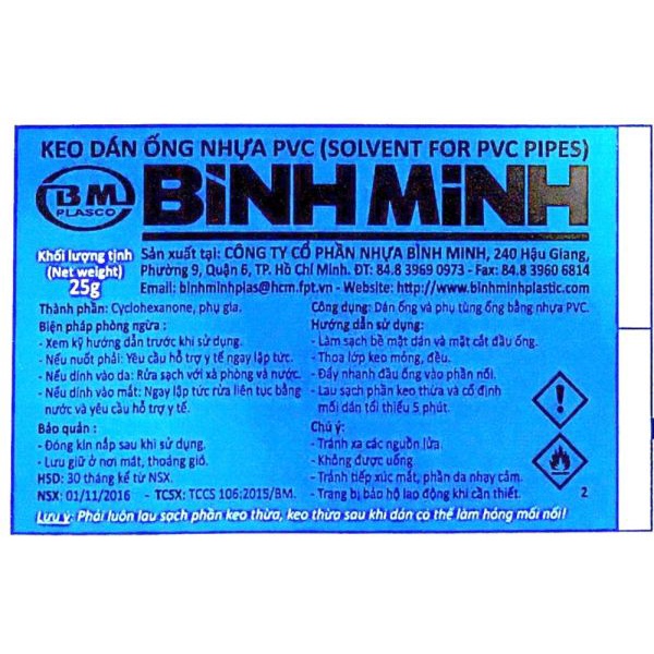 Keo Dán Ống Nhựa Cao Cấp Bình Minh