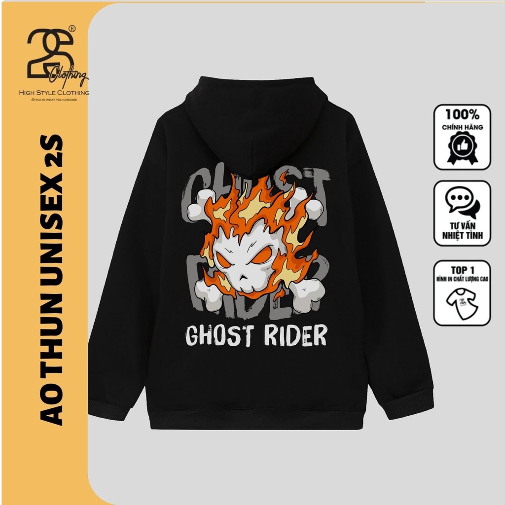 Áo Hoodie Nam Form Rộng In Hình Ghost Rider 2S Clothing, Áo Hoodie Có Mũ Unisex TV5079