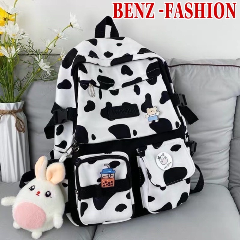 Balo bò sữa đi học cặp học sinh unisex có ngăn đựng laptop phong cách Ulzzang Hàn Quốc BZ 90