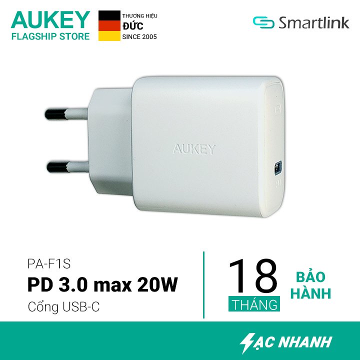 Củ sạc nhanh Aukey PA-F1S 20W chuẩn PD (F series) - Hàng Chính Hãng
