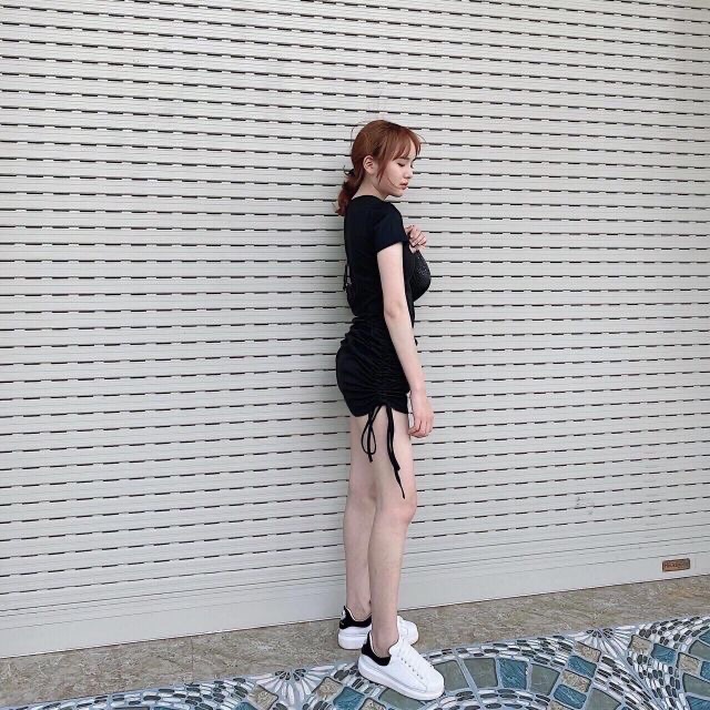 váy body nữ,đầm boby nữ khoét ngực dây rút 2 bên cá tính