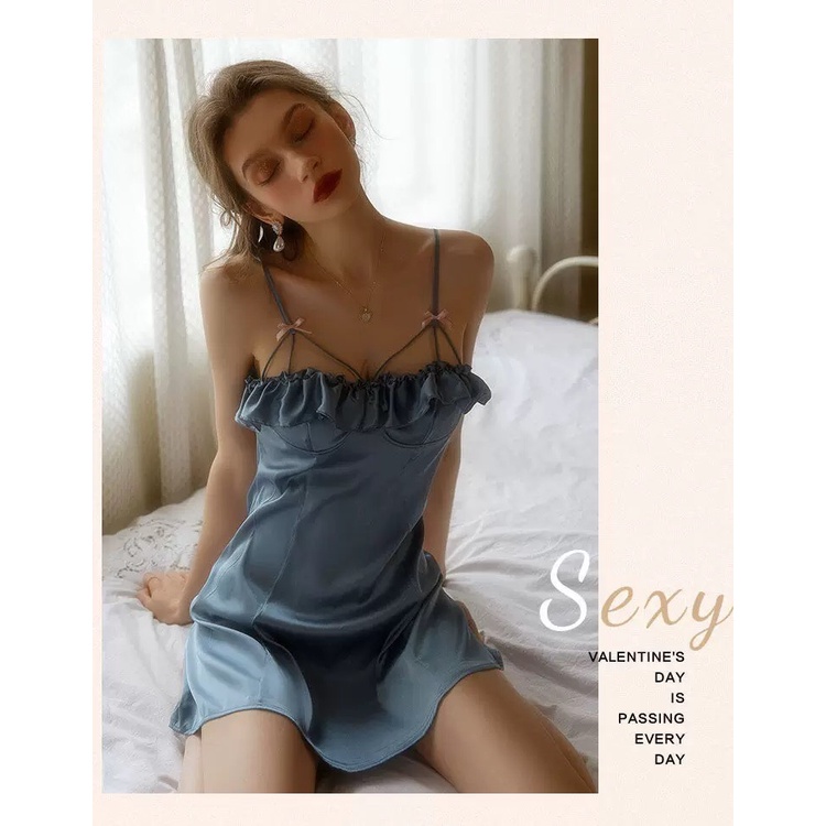 Váy ngủ cúp ngực diềm bèo quyến rũ - Hàng Quảng Châu mới 2022 cực hot - Queen.Sexy - VN47