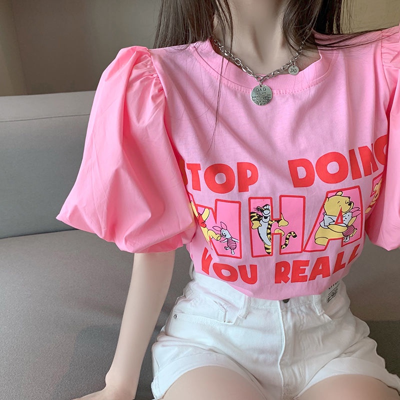 Áo thun ngắn tay thiết kế độc đáo phong cách Hàn Quốc thời trang cho nữ