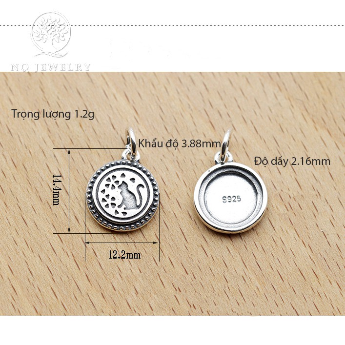 Charm bạc hình con mèo dễ thương treo - NQ Jewelry