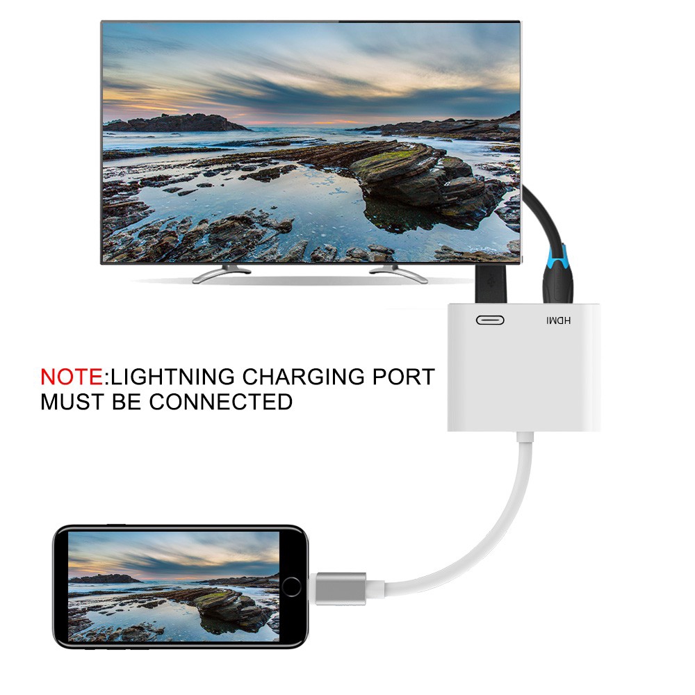 Cáp chuyển đổi 1080P lightning sang HDMI AV kỹ thuật số 4K USB cho iPhone X / 8