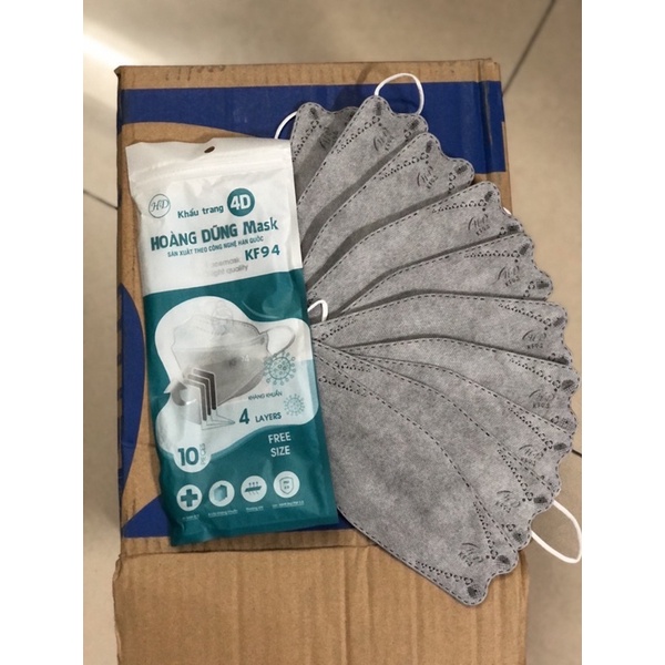 Khẩu trang kf94 Hoàng Dũng,đủ 4 lớp chuẩn y tế,thiết kế ôm sát mặt,chống nắng,tia uv,có phân loại em bé.Combo 100 cái.