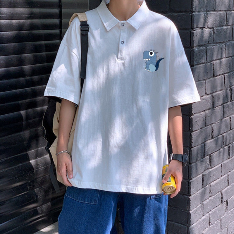 Áo Polo Nam Nữ Form Rộng Chất Thun Mềm Mát Phong Cách In Hình Bé Khủng Long Ngốc Nghếch Siêu Đáng Yêu TTQ0348