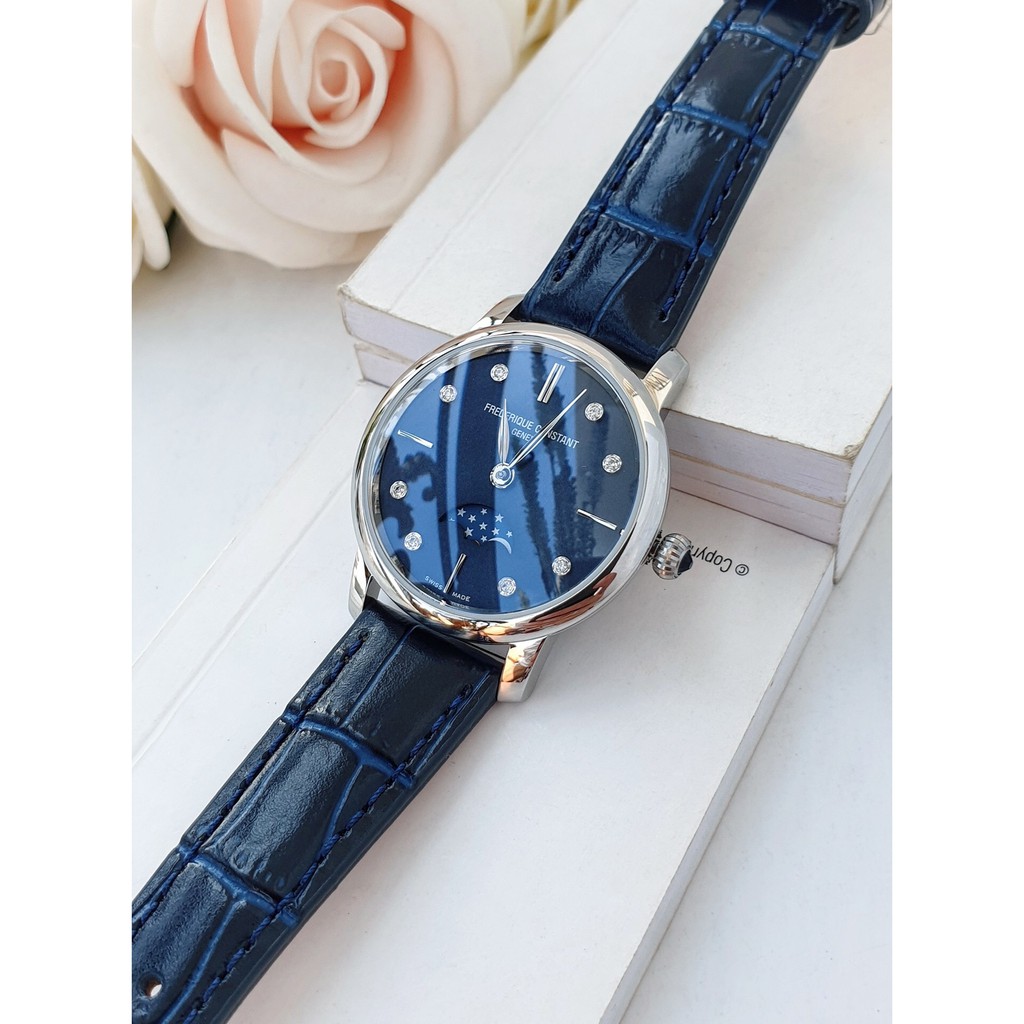 Đồng hồ nữ chính hãng Frederique Constan  Slimline Moonphase - Máy Quartz pin Thụy Sĩ - Kính Sapphire
