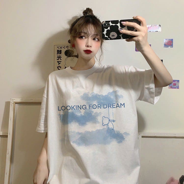 Áo Thun Tay Lỡ LOOKING FOR DREAM Form Rộng Ulzzang Unisex (Ảnh Thật)
