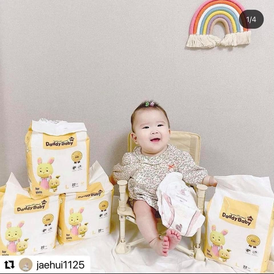 Bỉm Daddy Baby Nội Địa Hàn Siêu Mỏng,Siêu Thấm Hút Dán/Quần S28/M24/L20/XL18 L22/XL18/XXL17
