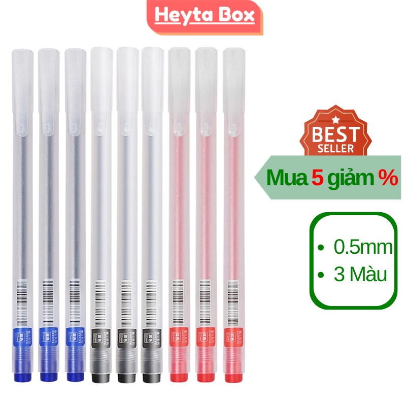 Bút gel Heytabox bút gel đen resun bút bi nước đen xanh đỏ mực khô nhanh ngòi 0,5mm viết gel mực trơn mượt B1
