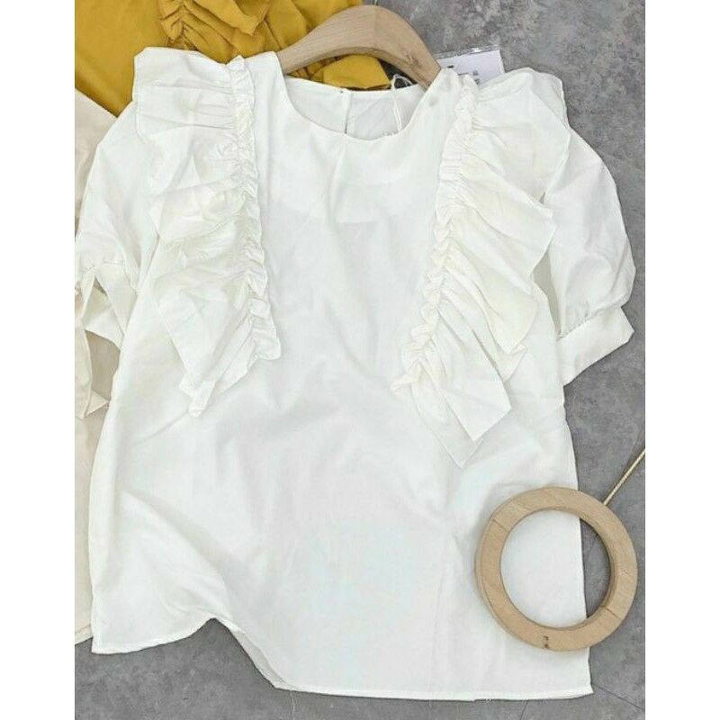 [Mã FAMAYWA giảm 10K đơn 50K] Áo sơ mi riềm bèo cộc tay xinhh | BigBuy360 - bigbuy360.vn