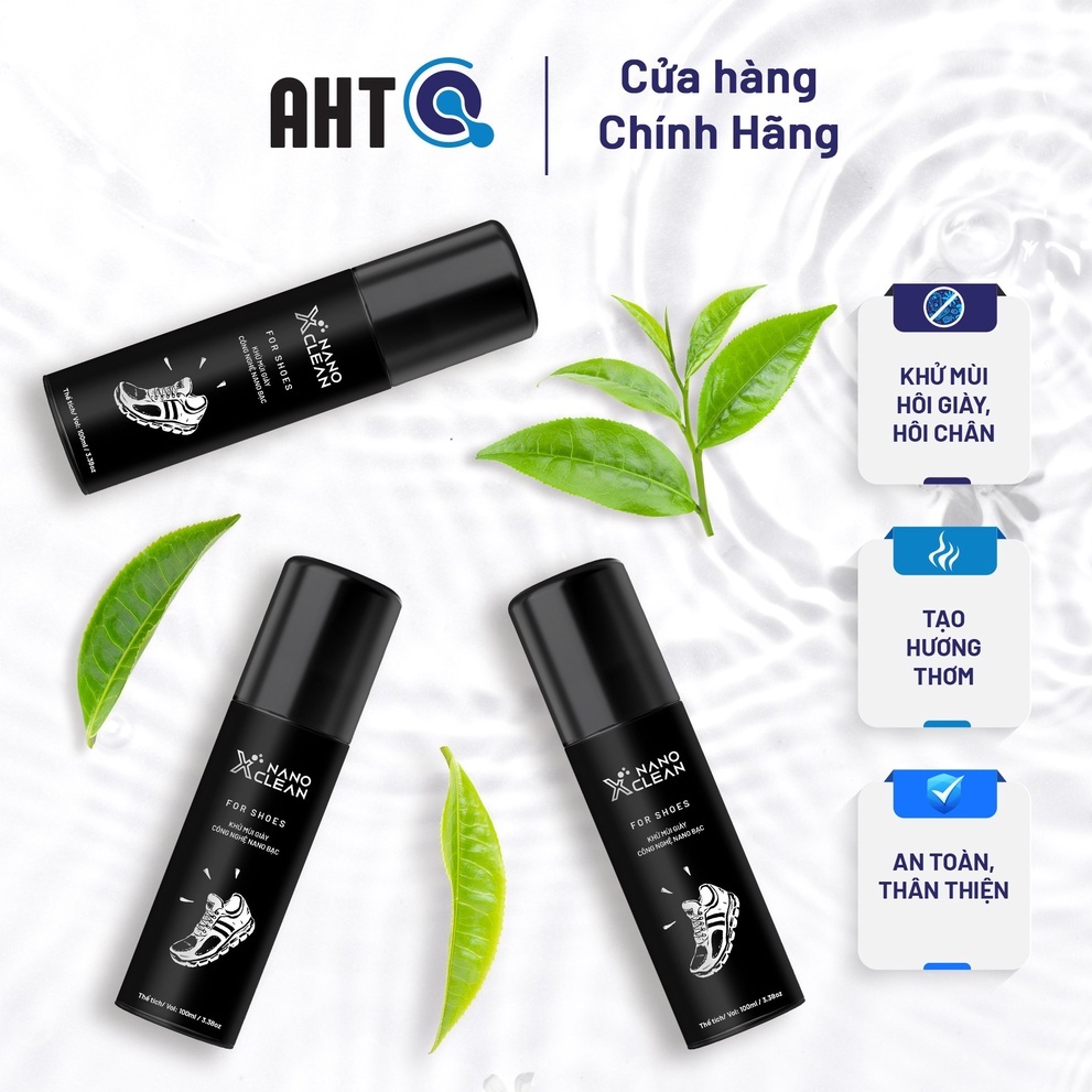 [Combo 3] chai xịt giày diệt khuẩn khử mùi hôi giày, khử mùi hôi chân Nano Xclean For Shoes - Nano Bạc AHT Corp 100ml
