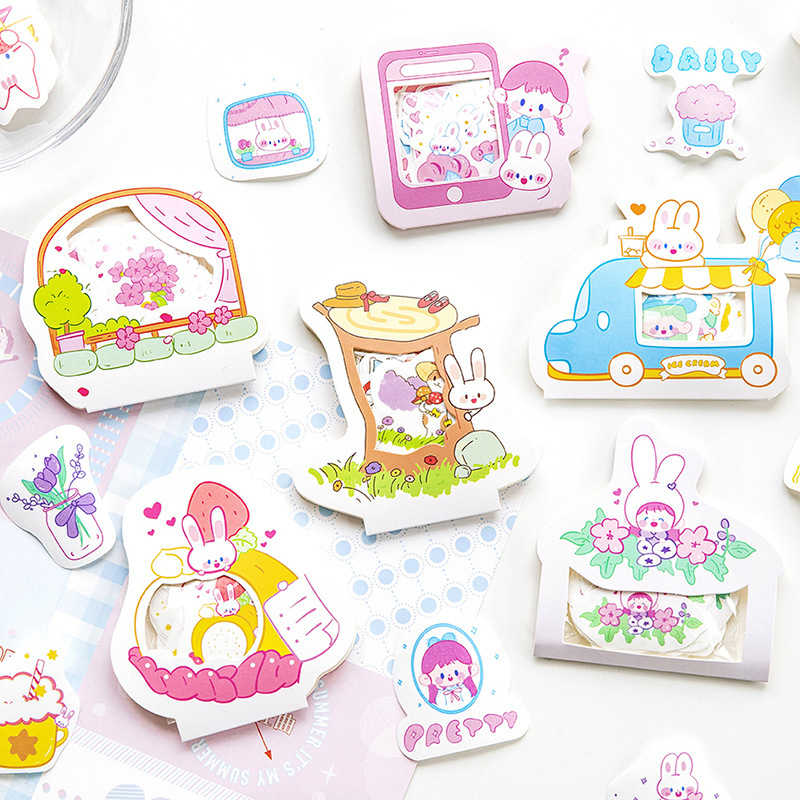 Bộ 40 Miếng Dán Trang Trí Hình Thỏ Dễ Thương