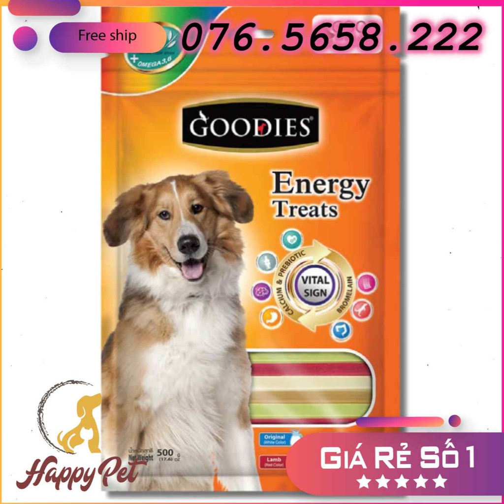 [ RẺ NHẤT SHOPEE ] [ 2021 ] XƯƠNG GẶM SẠCH RĂNG MIỆNG GOODIES ENERYGY TREAT THÁI LAN GÓI 500GRAM