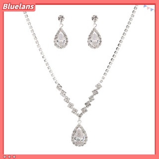 Set dây chuyền + bông tai hình giọt nước đính đá sang trọng