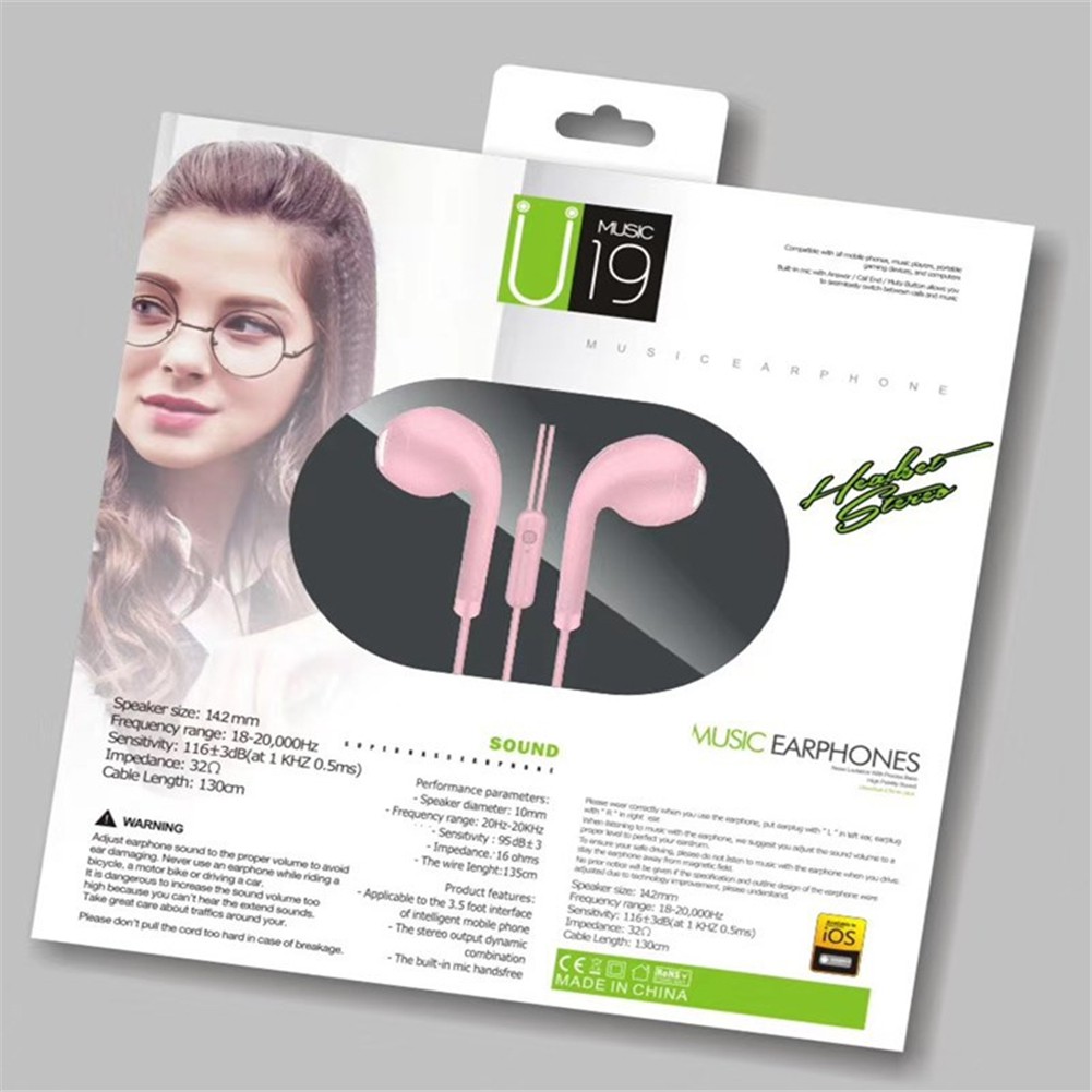 Tai Nghe Nhét Tai U19 Có Micro Dây Dài 1.2m Màu Macaron (Ce499)