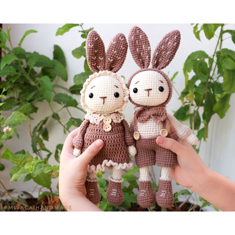Thú bông handmade: Đôi thỏ Miti & Mimi