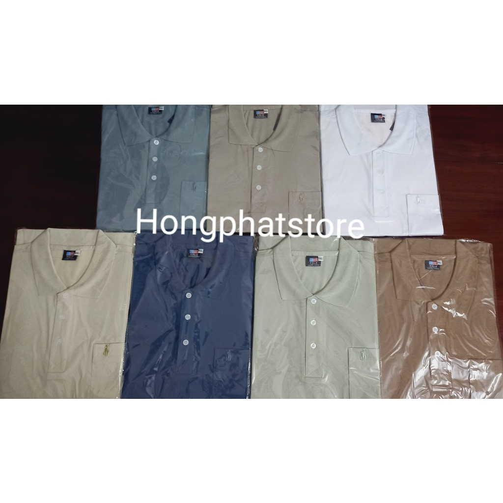 (80-100kg) Áo thun cotton Polo BIGSIZE trung niên, loại áo thun nam có cổ ngắn tay Hongphatstore