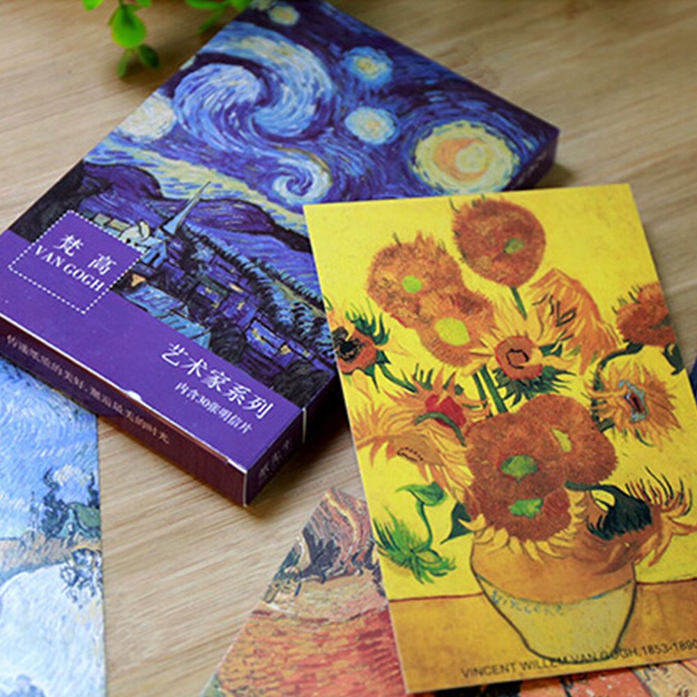 Set 30 tấm bưu thiếp in hình tranh sơn dầu của Van Gogh độc đáo
