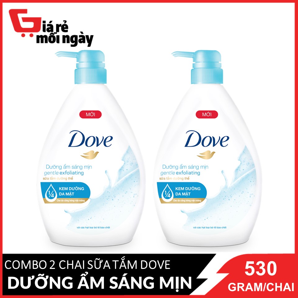 Combo 2 Sữa Tắm Dưỡng Thể Dove Dưỡng Ẩm Sáng Mịn Chai 530gx2