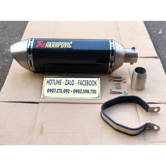 [HOẢ TỐC HCM]  pô lon akrapovic carbon lục giác hàng nhập kèm phụ kiện