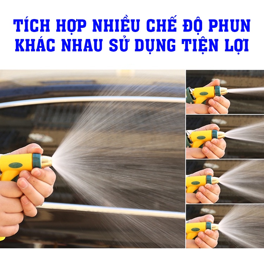 Vòi xịt tăng áp rửa xe tưới cây, rửa sân áp lực cao Carvietnam có thể điều chỉnh áp lực nước cao thấp tùy ý tiện lợi