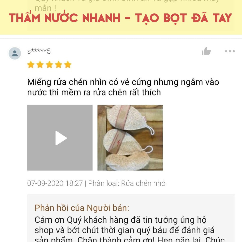 Xơ mướp rửa chén, bát từ thiên nhiên, tạo bọt nhiều Spa Quê Một Cục