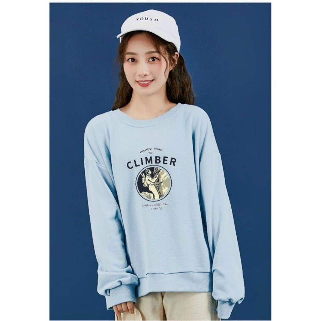 ÁO SWEATER NỈ UNISEX KHÔNG NÓN CLIMBER ÁO FORM RỘNG NAM NỮ NHIỀU MÀU