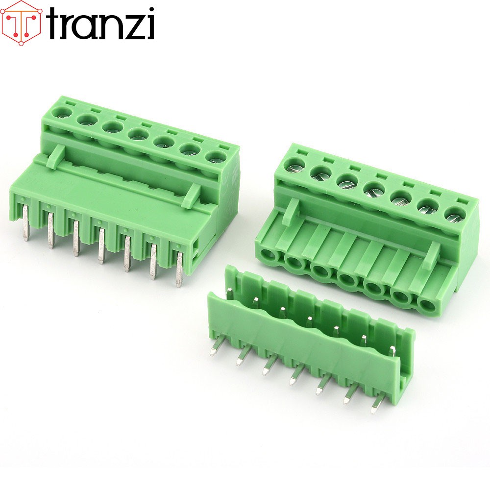 Cầu đấu 5.08mm 2EDG5.08 7P bộ đực cái chân cắm cong xanh - túi 5 bộ đực cái