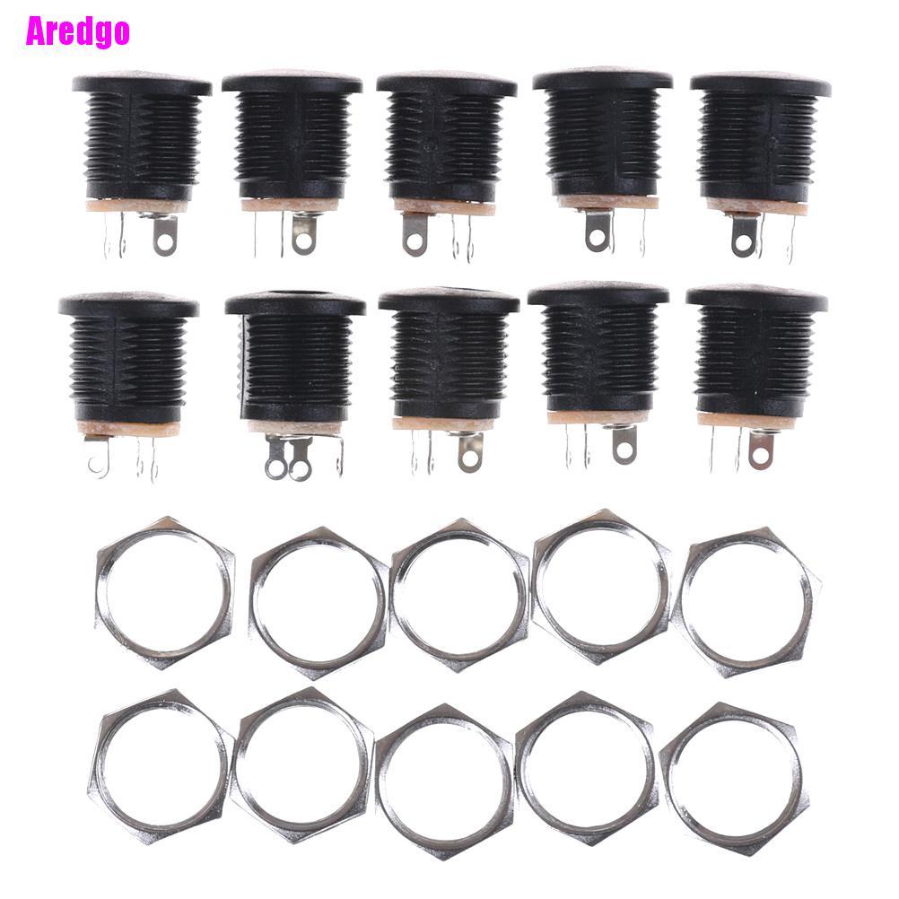 Set 10 đầu cắm nguồn DC 022 2.1x5.5 mm PCB màu đen