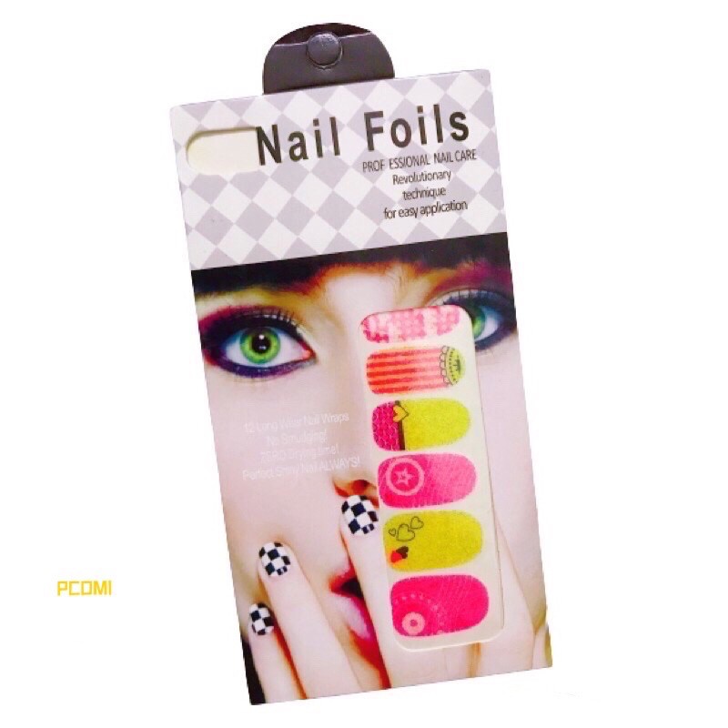 Set Bộ Miếng Dán Móng Nhũ Trái Tim Hồng Vàng/Ngôi Sao Lá Cây/Hoa Hồng Vàng Nail Foils Chất Lượng Chính Hãng