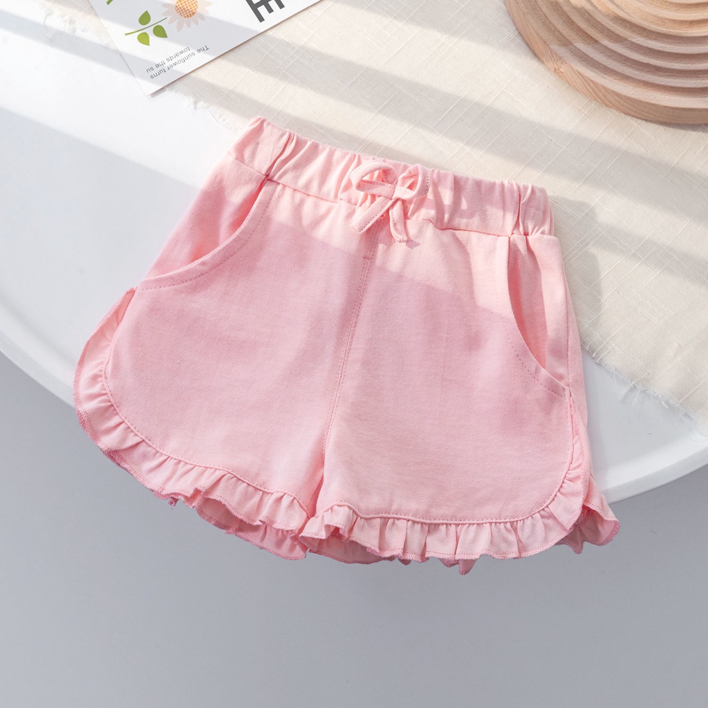 Quần Short Thể Thao Cotton Phối Ren Phong Cách Phương Tây Thời Trang Mùa Hè Hàng Mới 2022 Dành Cho Bé Gái