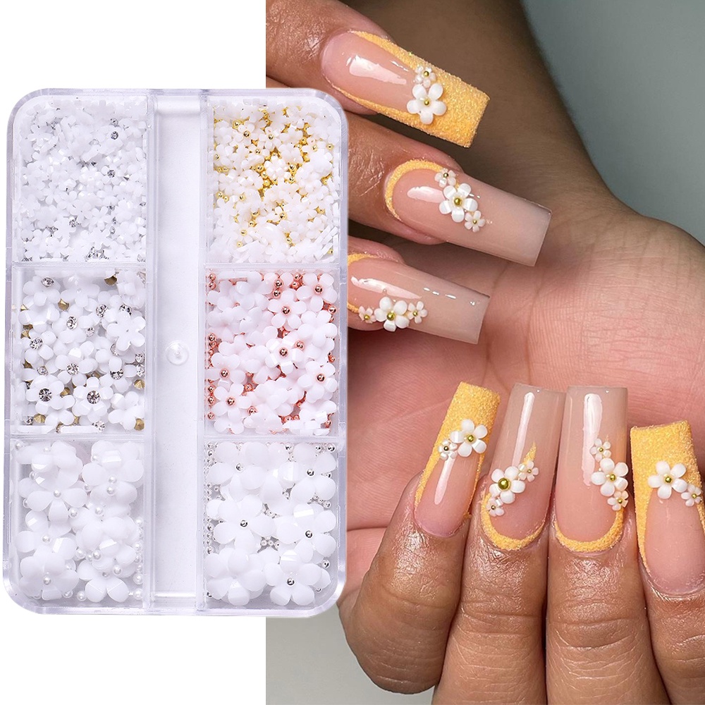 Phụ Kiện Trang Trí Móng Tay 3D Hình Bông Hoa Xinh Xắn