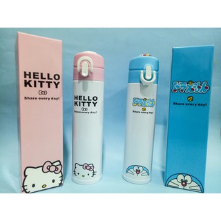 Bình giữ nhiệt 400ml nắp bật hoạt hình DORAEMON, HELLO KITTY dễ thương [ có hộp]