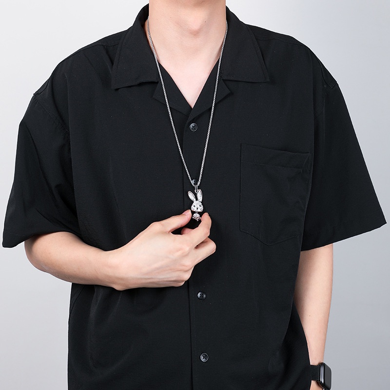 Vòng cổ Mặt Thỏ Đính Đá Bằng Thép Không Gỉ Phong Cách Hip Hop Thời Trang