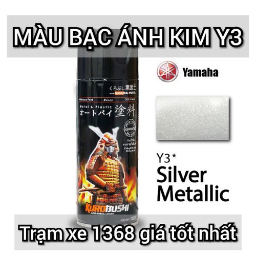 Y3 _Chai sơn xịt sơn xe máy Samurai Y3* màu bạc ánh kim - Silver Metallic Yamaha