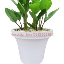 Chậu nhựa giả gốm sứ, chậu vành thang cấp dễ bưng bê, đáy thiết kế thông minh chống ứ nước và trơn trượt