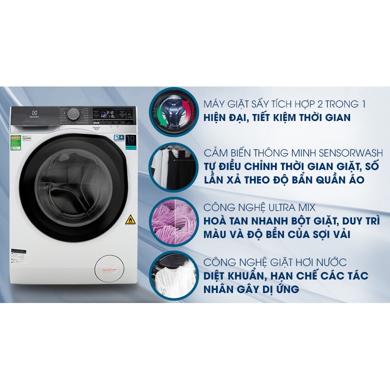 Máy giặt sấy Electrolux Inverter 10 kg EWW1042AEWA (2019) (Miễn phí giao tại HCM-ngoài tỉnh liên hệ shop)